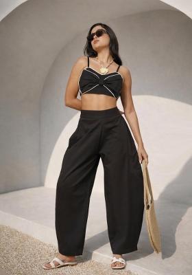Black Solid Cotton Co Ords Set