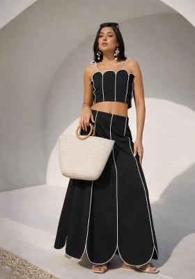 Black Solid Cotton Co Ords Set
