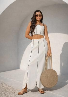 White Solid Cotton Co Ords Set
