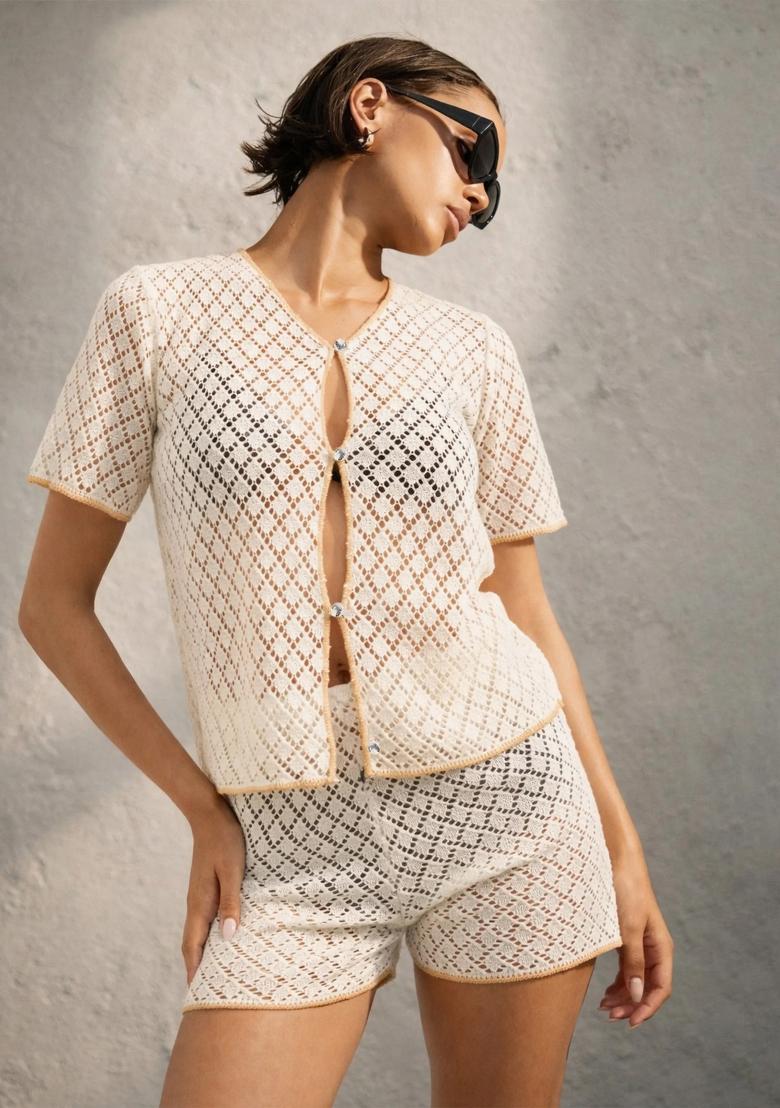 White Solid Cotton Co Ords Set - Indya