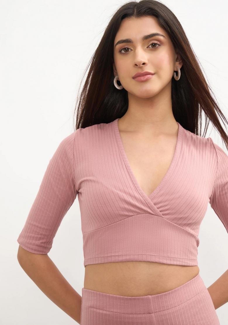 Pink Solid Cotton Co Ords Set - Indya