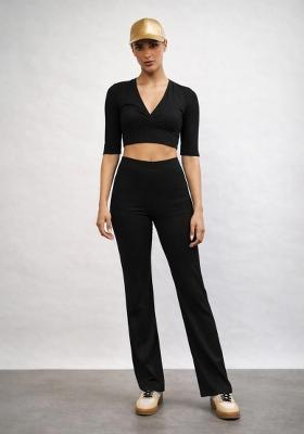 Black Solid Cotton Co Ords Set