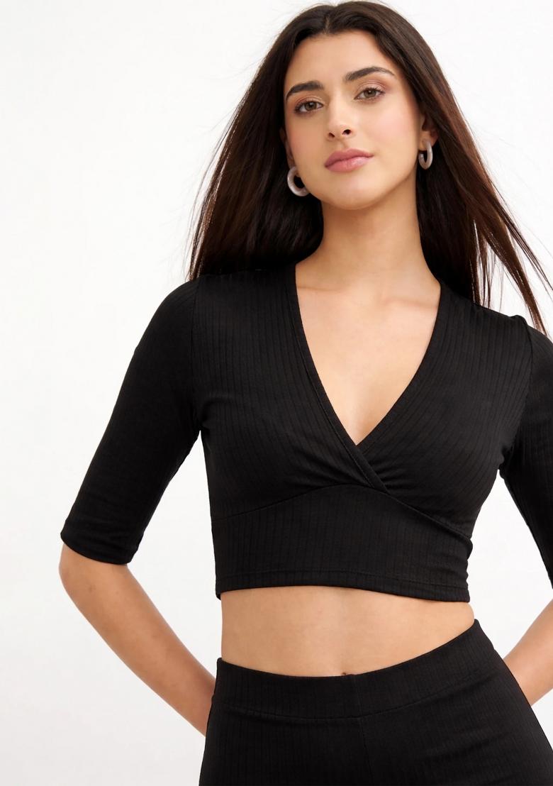 Black Solid Cotton Co Ords Set - Indya