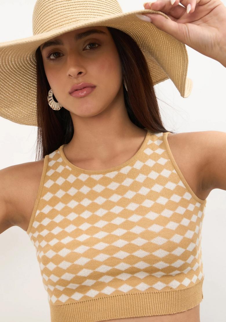 Beige Dyed Cotton Co Ords Set - Indya
