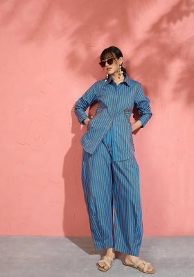 Blue Printed Poplin Co Ords Set