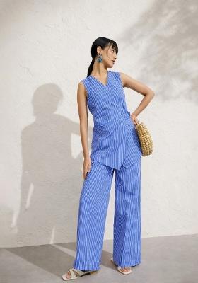 Blue Printed Poplin Co Ords Set