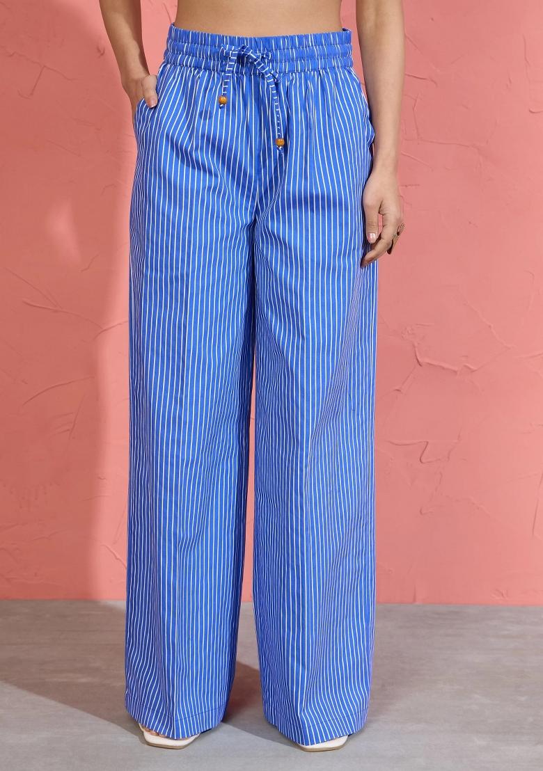 Blue Printed Poplin Co Ords Set - Indya