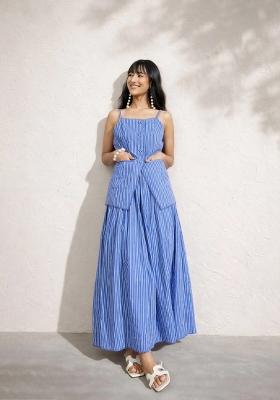 Blue Printed Poplin Co Ords Set