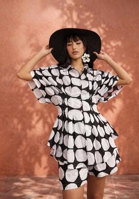 Black Printed Cotton Co Ords Set