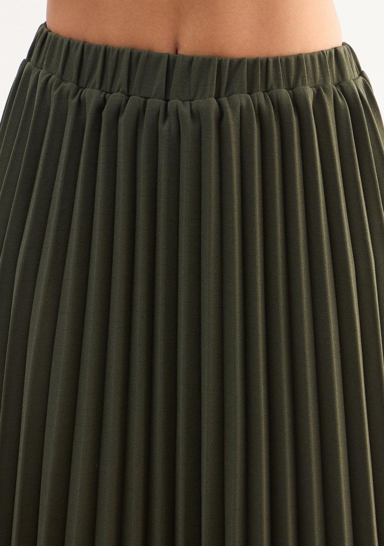 Olive Solid Polyester Co Ords Set - Indya