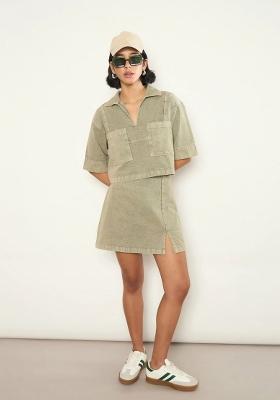 Olive Solid Cotton Co Ords Set