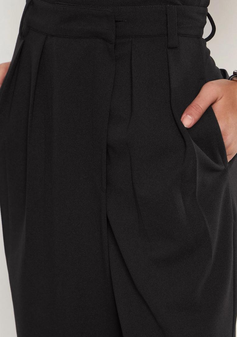 Black Solid Polyester Co Ords Set - Indya