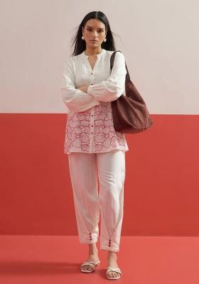 White Solid Rayon Co Ords Set