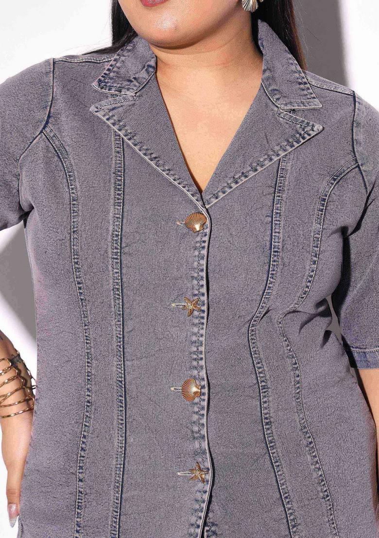Grey Solid Cotton Co Ords Set - Indya