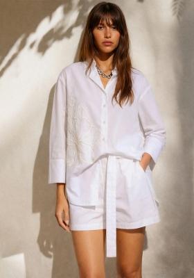 White Solid Poplin Co Ords Set