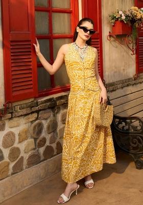 Yellow Printed Poplin Co Ords Set