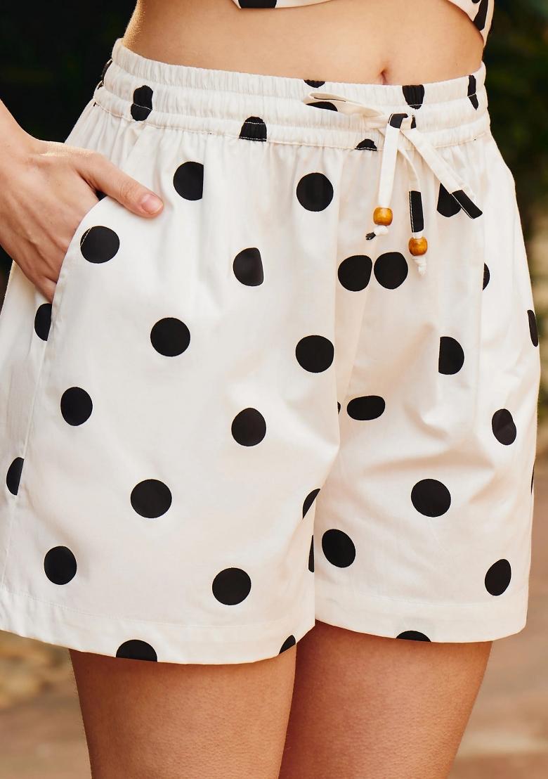 White Printed Poplin Co Ords Set - Indya
