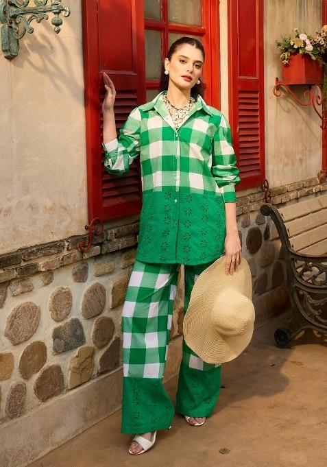 Green Checked Poplin Co Ords Set