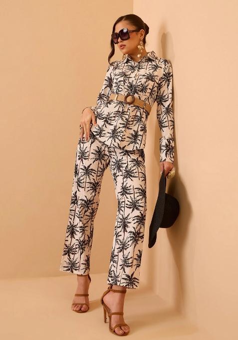 Black Printed Poplin Co Ords Set
