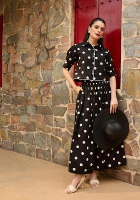 Black Printed Poplin Co Ords Set