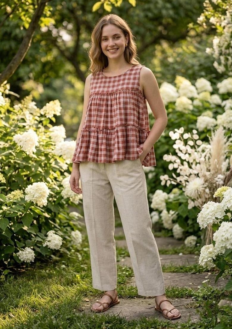 Bronze Printed Linen Co Ords Sets - Indya