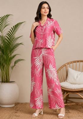 Pink Printed Viscose Co Ords Sets