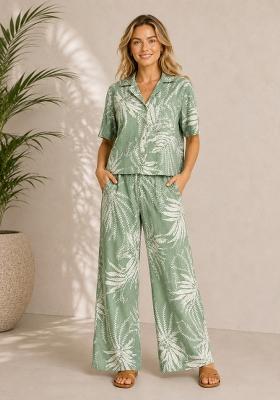 Sea Green Printed Viscose Co Ords Sets