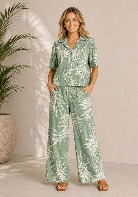Sea Green Printed Viscose Co Ords Sets