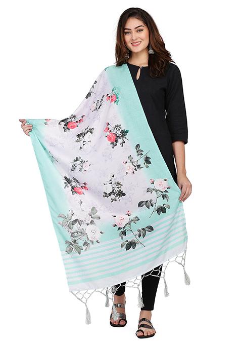 Off White Printed Abstract Print Cotton Dupatta