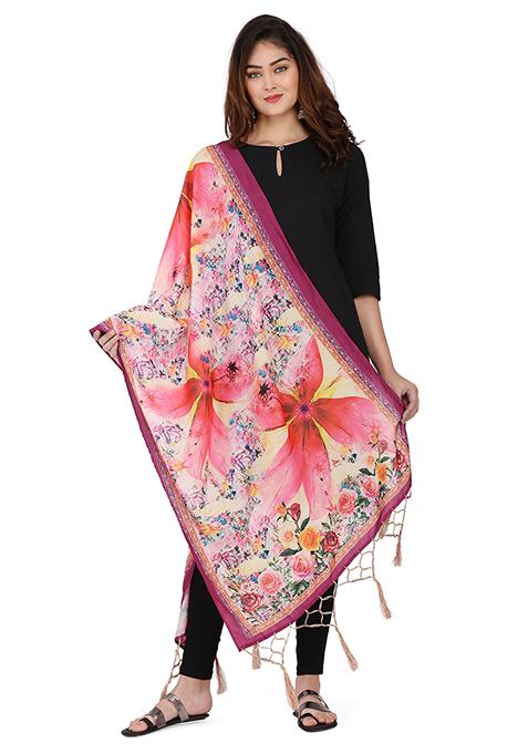 Multicolor Printed Abstract Print Cotton Dupatta