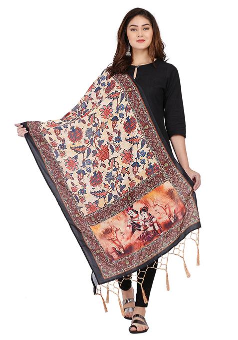 Multicolor Printed Abstract Print Cotton Dupatta