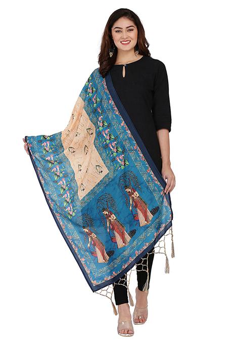 Multicolor Printed Abstract Print Cotton Dupatta