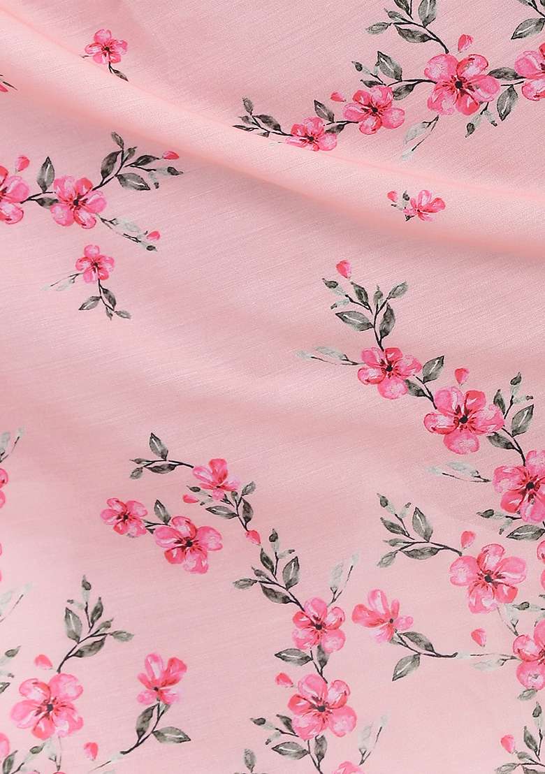 Pink Printed Abstract Print Cotton Dupatta - Indya