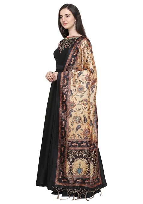 Multicolour Printed Silk Dupatta