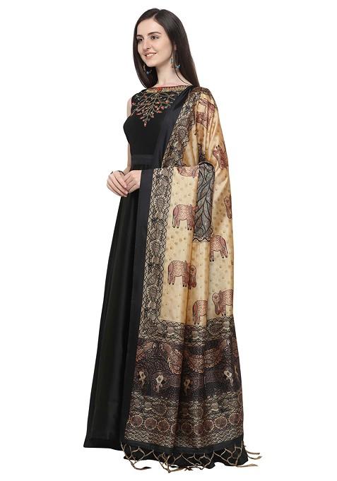 Multicolour Printed Silk Dupatta