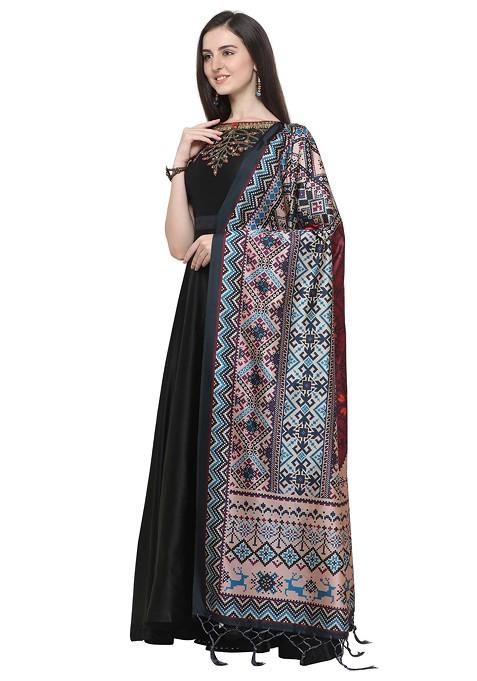 Multicolour Printed Silk Dupatta