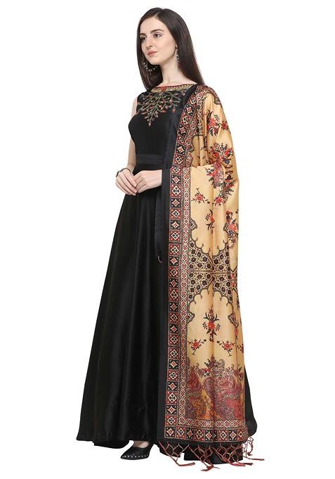 Multicolour Printed Assam Silk Dupatta