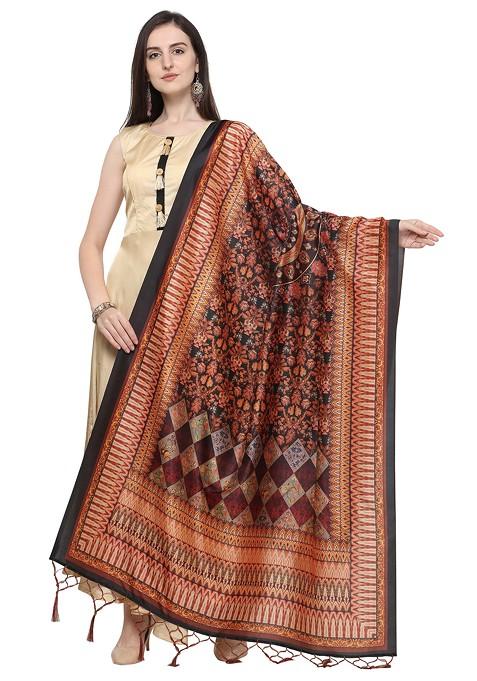 Multicolour Printed Silk Dupatta