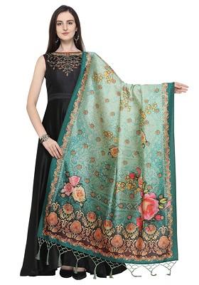 Multicolour Printed Silk Dupatta