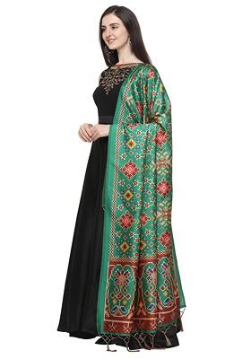 Multicolour Printed Assam Silk Dupatta