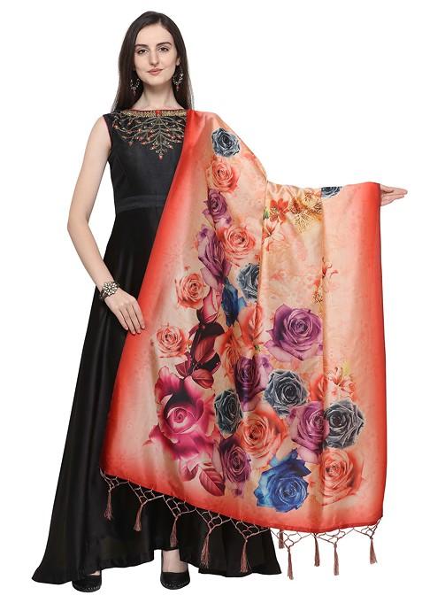 Multicolour Printed Assam Silk Dupatta