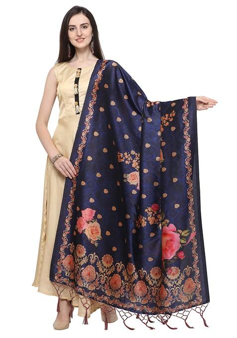 Multicolour Printed Assam Silk Dupatta