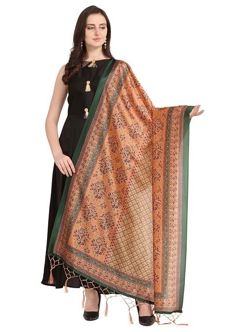 Multicolour Printed Silk Dupatta