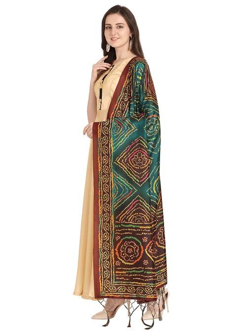 Multicolour Printed Assam Silk Dupatta