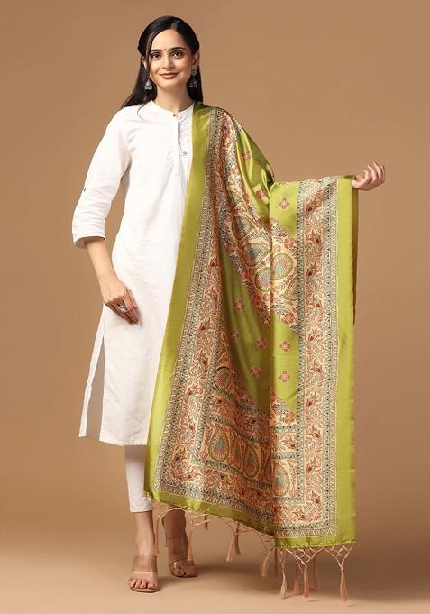 Multicolour Printed Silk Dupatta