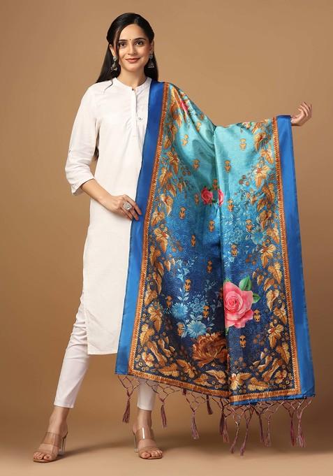 Multicolour Printed Assam Silk Dupatta