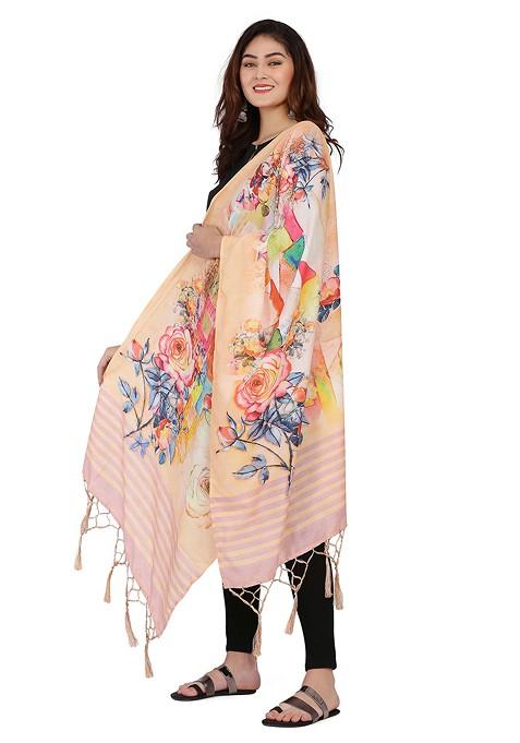 Multicolour Printed Muslin Cotton Dupatta