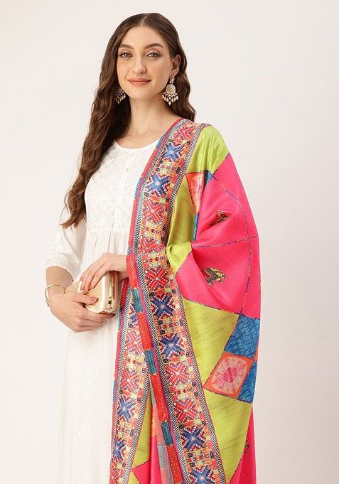 Multicolor Printed Poly Blend Dupatta