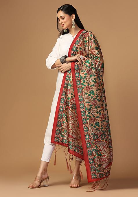 Multi Abstract Print Art Silk Dupatta
