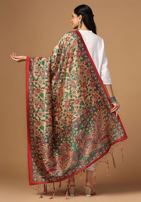 Multi Abstract Print Art Silk Dupatta